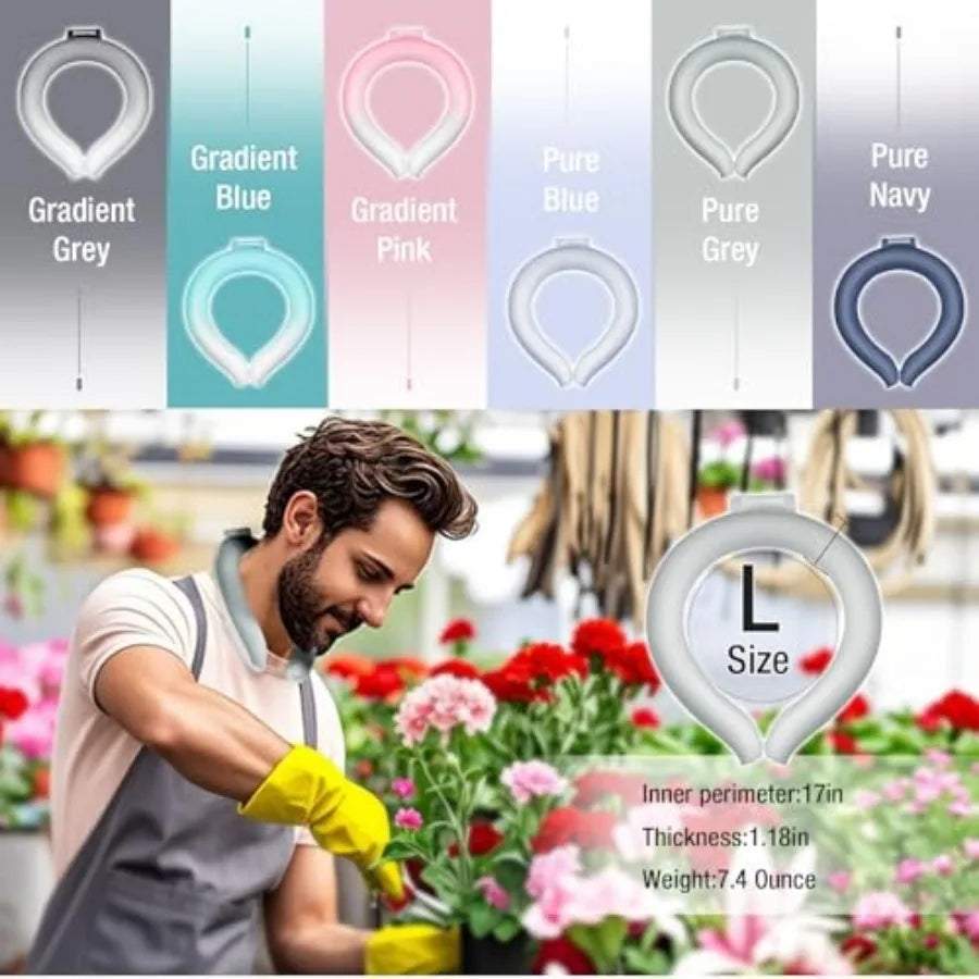 Neck Cooling Tube 70% Gel Increase Ice Ring Neck Cooler Wearable Body Cooling Products for Summer Outdoor Indoor Activities Rel