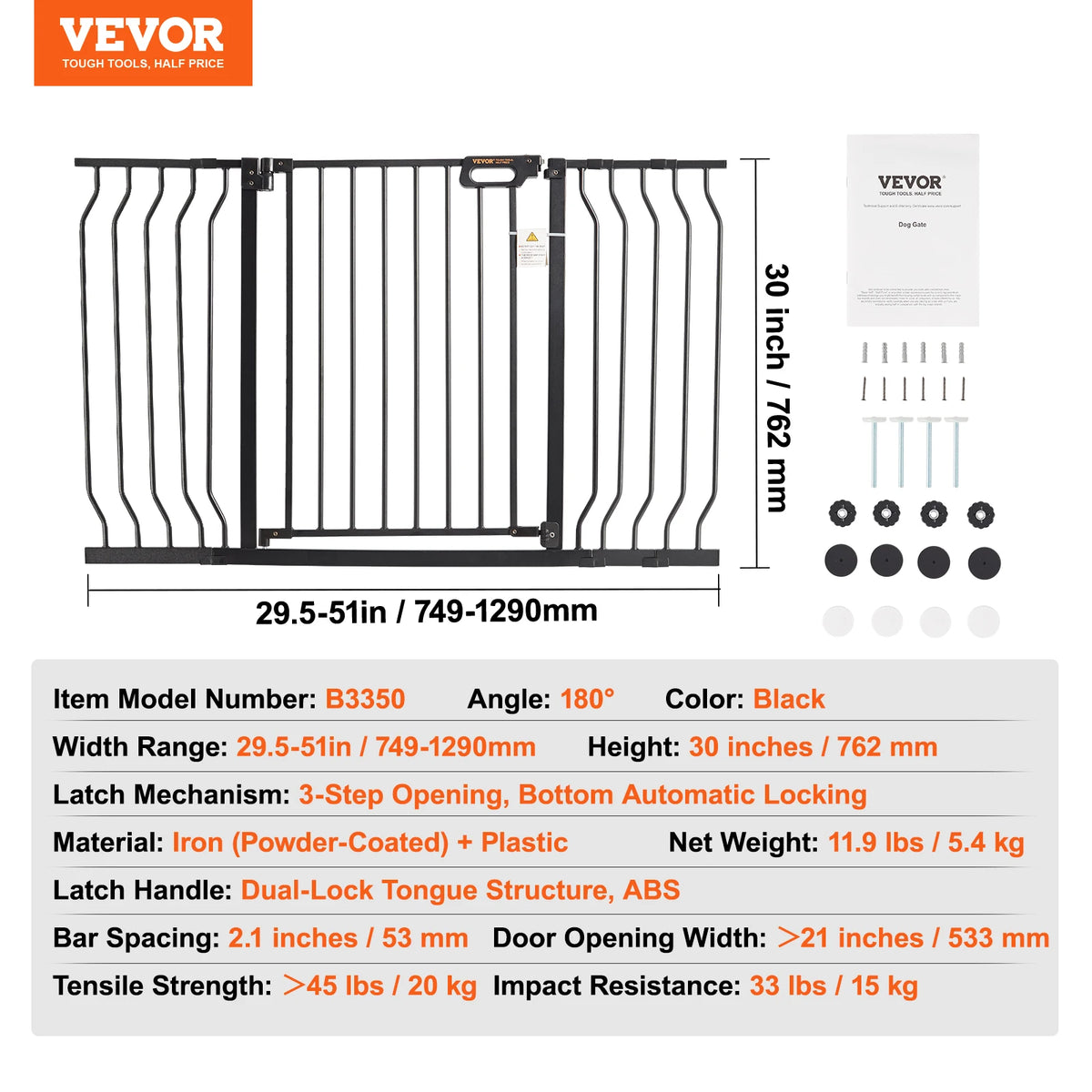 Pressure-Mount Walk-Through Pet and Baby Gate