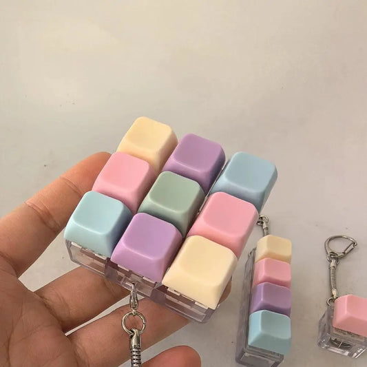 Decompression 9 Keyboard Key Toy Anti Stress Fidget Keychain