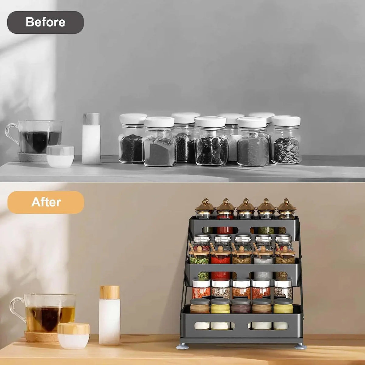 Adjustable Folding Spice Rack Organizer