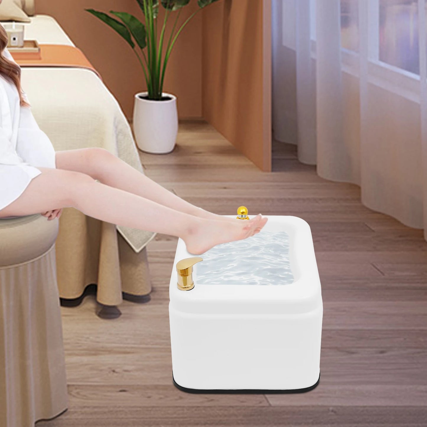 Acrylic Footbath with Massage 15L Massage Footbath Bow with LED Light Foot Bath Spa Tub Footbath Beauty Salon Spa Footbath Elect