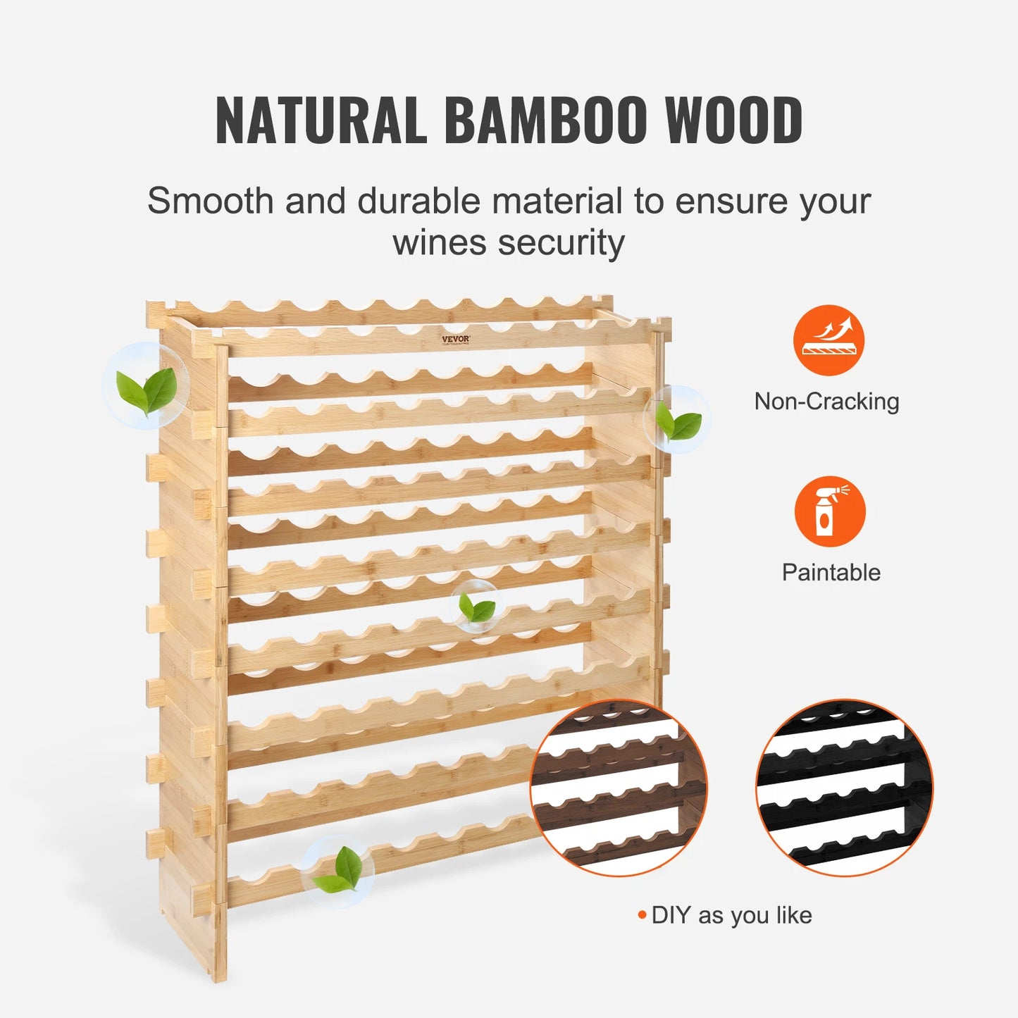 SucceBuy Bamboo Wine Rack Stackable Free Standing Display Shelves