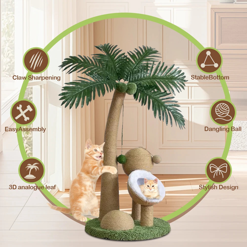 Coconut Tree Cat Scratching Post Interactive Claw Sharpener Sisal