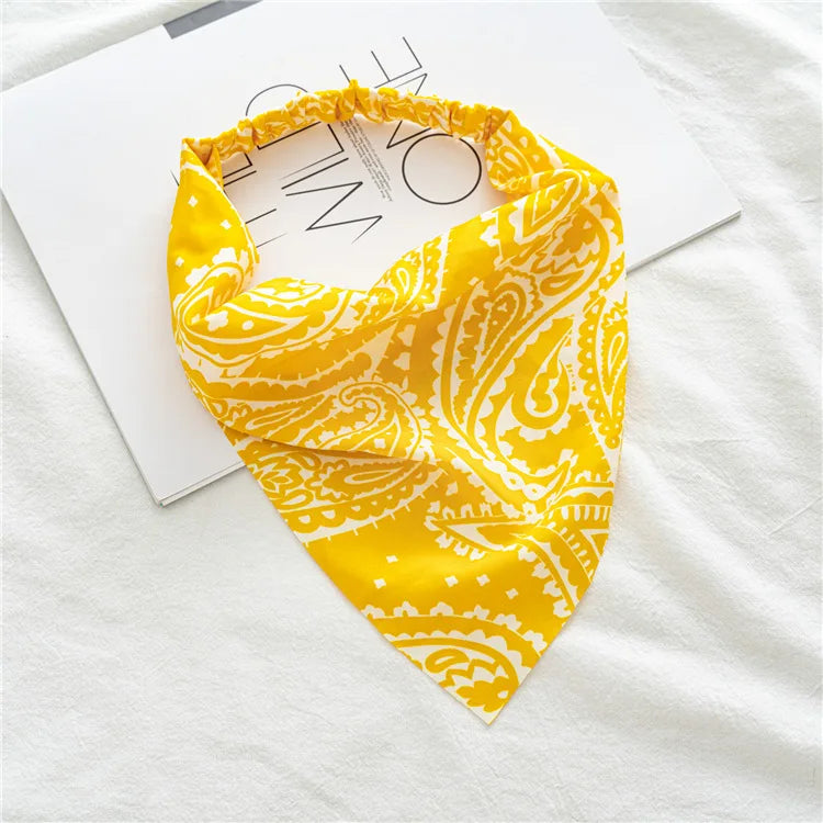 Summer Vintage Print Flower Beach Bandana Hair Scarf Fashion Elastic Rubber Headbands for Women Girl Hair Accessories