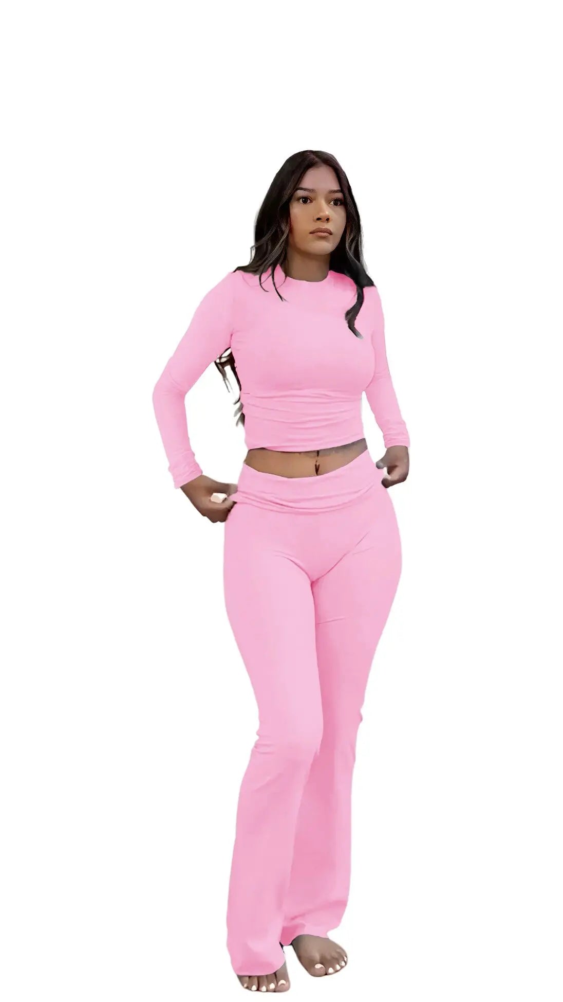Women's Yoga Two-Piece Set Long Sleeve Wide-Leg Activewear