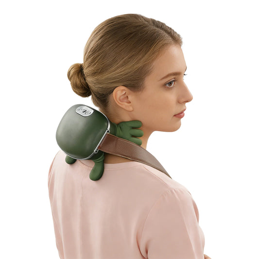 Portable Heated Neck Massager, Shiatsu Deep Tissue 4D Kneading for Back Shoulders, Cordless Electric Type-C 2 Heat Levels