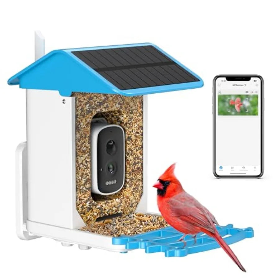 Smart Bird Feeder with Camera, 2.5K QHD, AI Identify 16000+ Birds, Dual Solar Panel, AI Auto-Capture and Motion Detection, IP