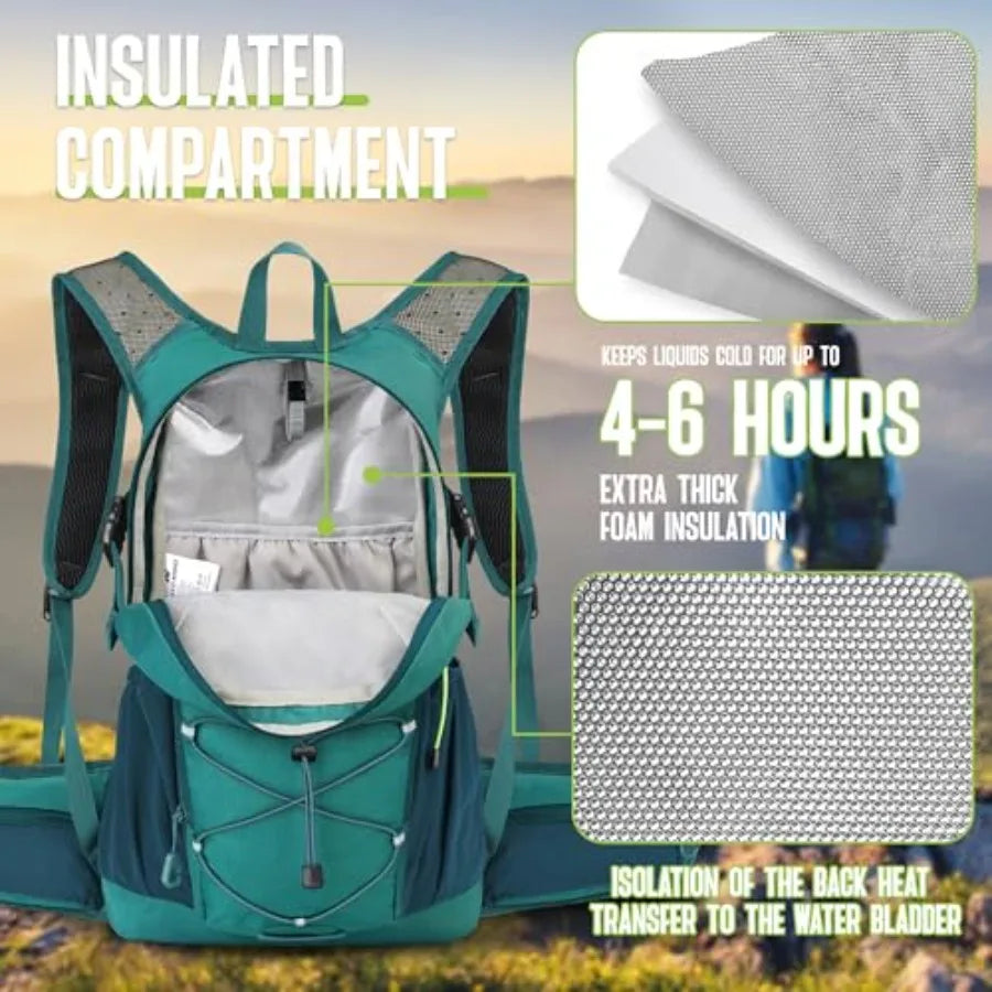 Hydration Backpack With Insulated Water Bladder For Hiking