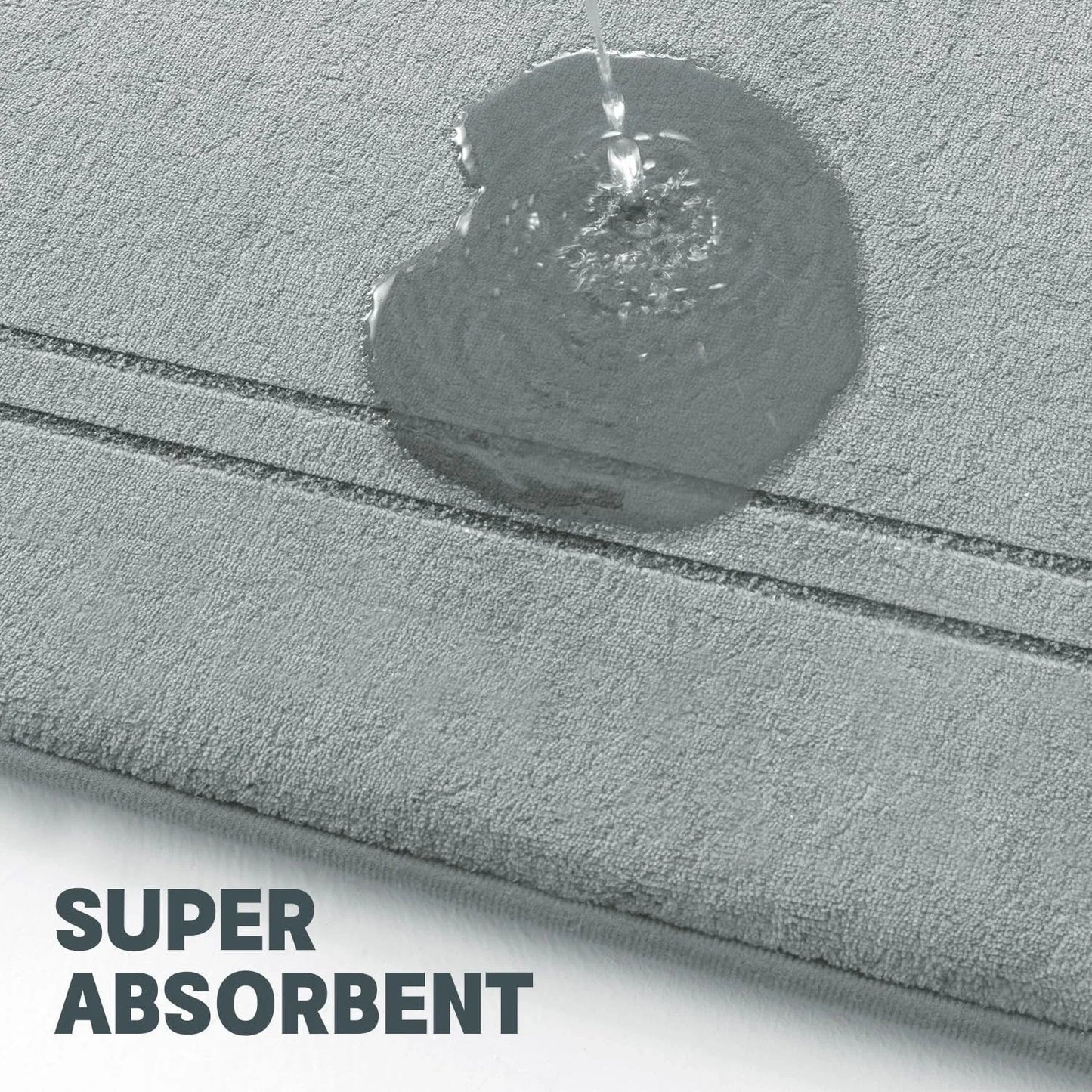 Absorbent Memory Foam Bath Mats Set Non Slip Quick Dry