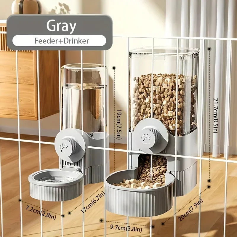 2025 Gravity Hanging Pet Feeder Cat Dog Large Capacity Auto Refill Cage Mount PP Household Puppy Double Bowl Set