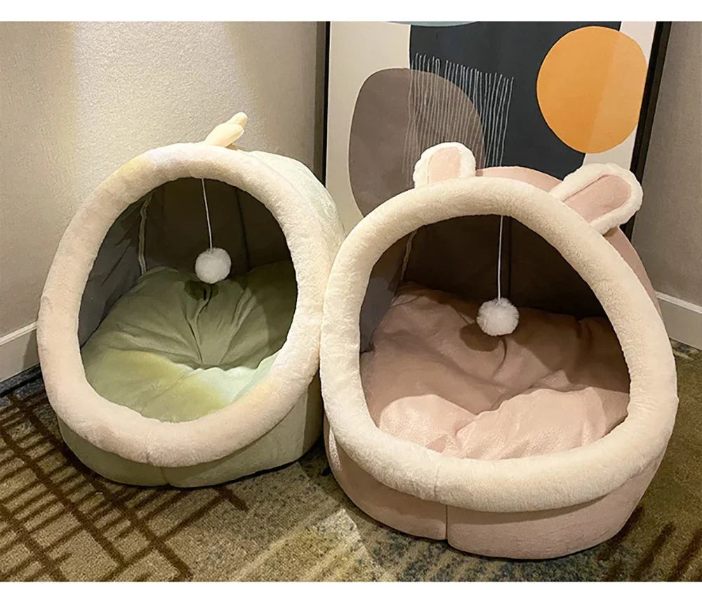 Cozy Cave Cat Bed With Soft Foldable Cushion Machine Washable