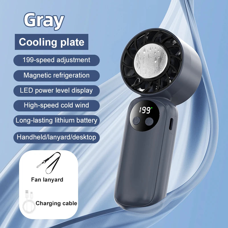 Semiconductor Refrigeration Handheld Electric Fan 2000mAh USB Rechargeable