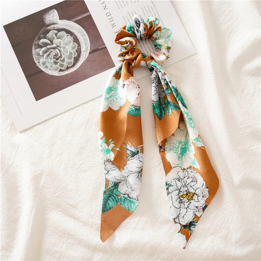 Summer Vintage Print Flower Beach Bandana Hair Scarf Fashion Elastic Rubber Headbands for Women Girl Hair Accessories
