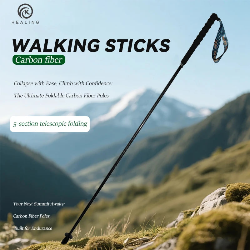 OKHEALING Local Carbon City Walking Sticks Carbon Fiber Trekking Poles