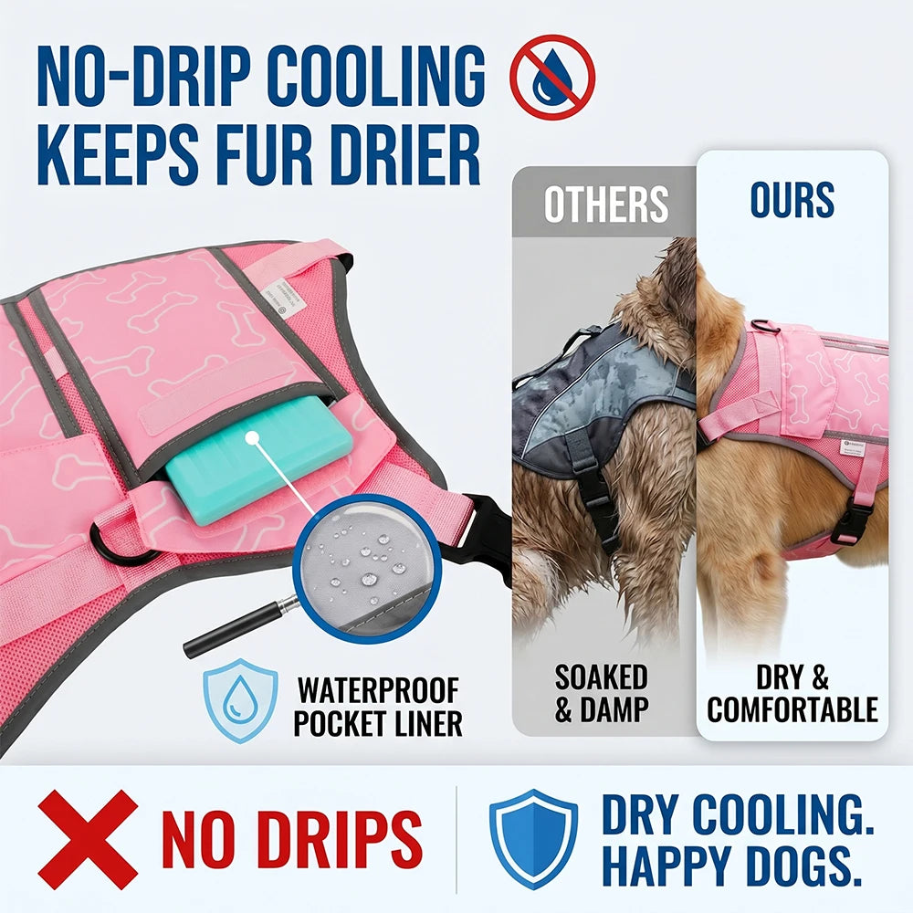 Cooling Vest Pet Cool During Walks Or At Home Features Replaceable Cooling Pack For Alaskan Malamutes, Golden, Border Outdoors