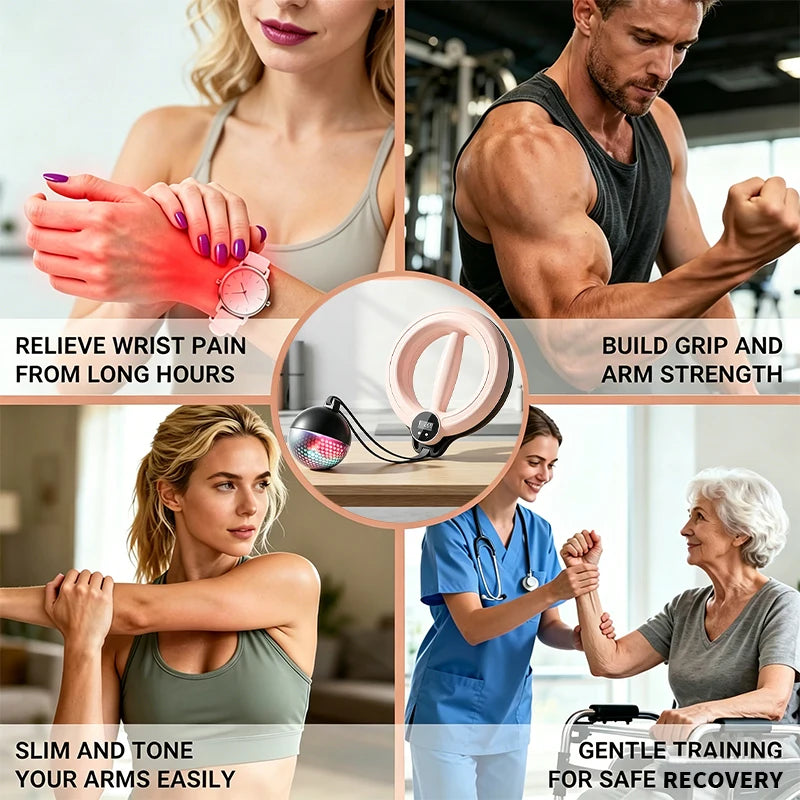 Pink Adjustable Twister Arm Exerciser 3 Display Modes 360° Rotary Hand Cranked Wrist Trainer Non Slip Portable for Home Gym Yoga Pilates Arm Slimmer Fat Burning Full Body Workout Fitness Equipment