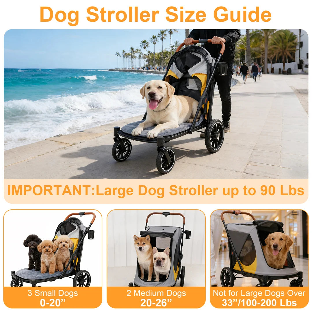 Portable Dog Stroller With One Click Folding And Dual Entry