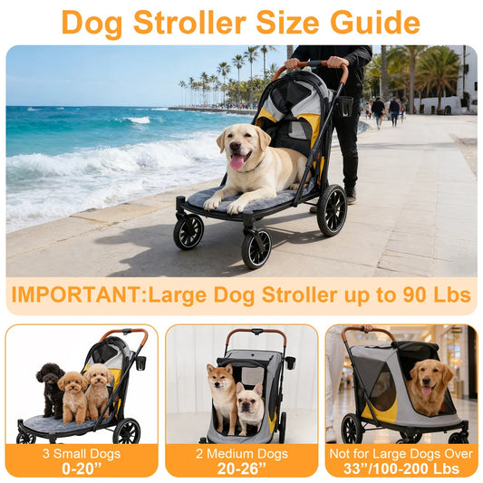 Portable Dog Stroller With One Click Folding And Dual Entry
