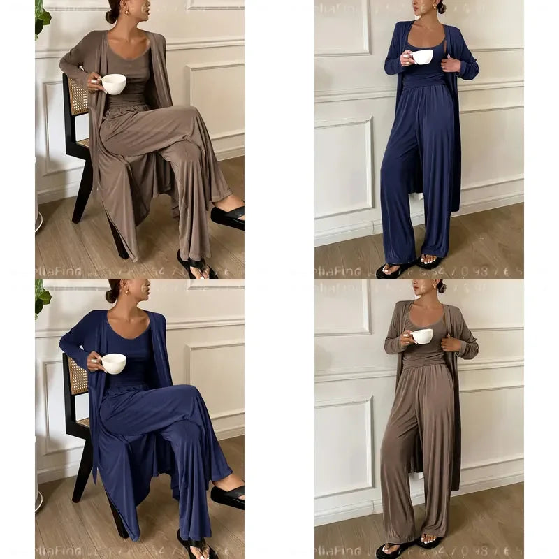 Women's Three-Piece Robe Loungewear Set