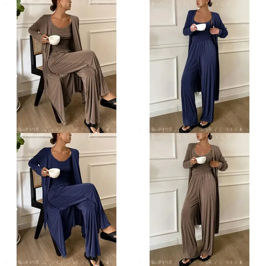 Women's Three-Piece Robe Loungewear Set