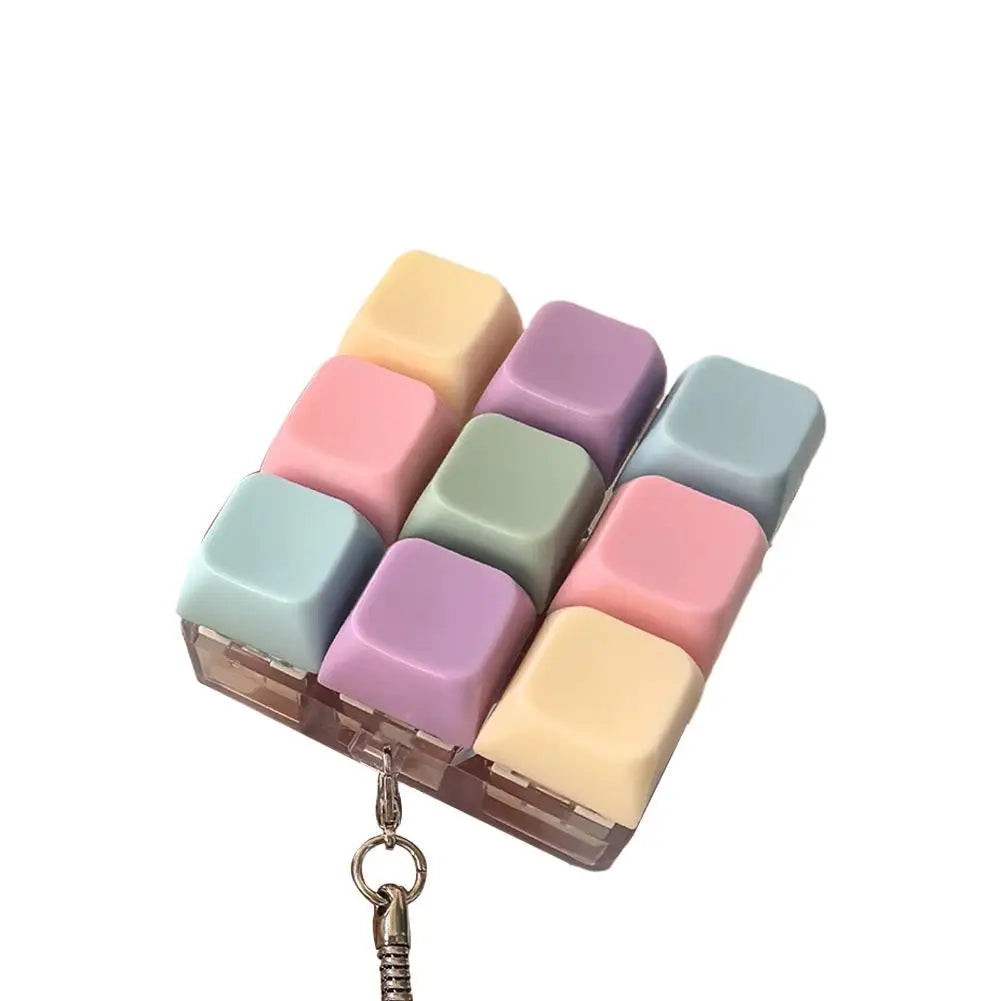 Decompression 9 Keyboard Key Toy Anti Stress Fidget Keychain