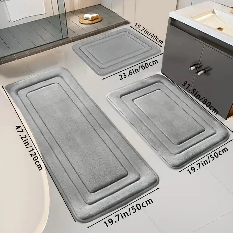 Absorbent Memory Foam Bath Mats Set Non Slip Quick Dry