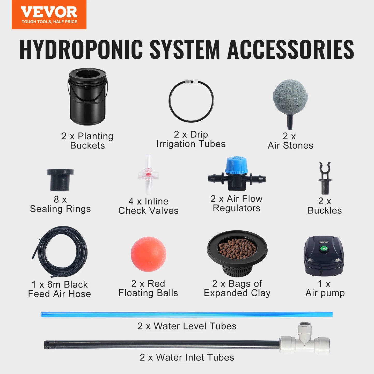 DWC Hydroponics Grow System With Top Drip Kit 4 Buckets