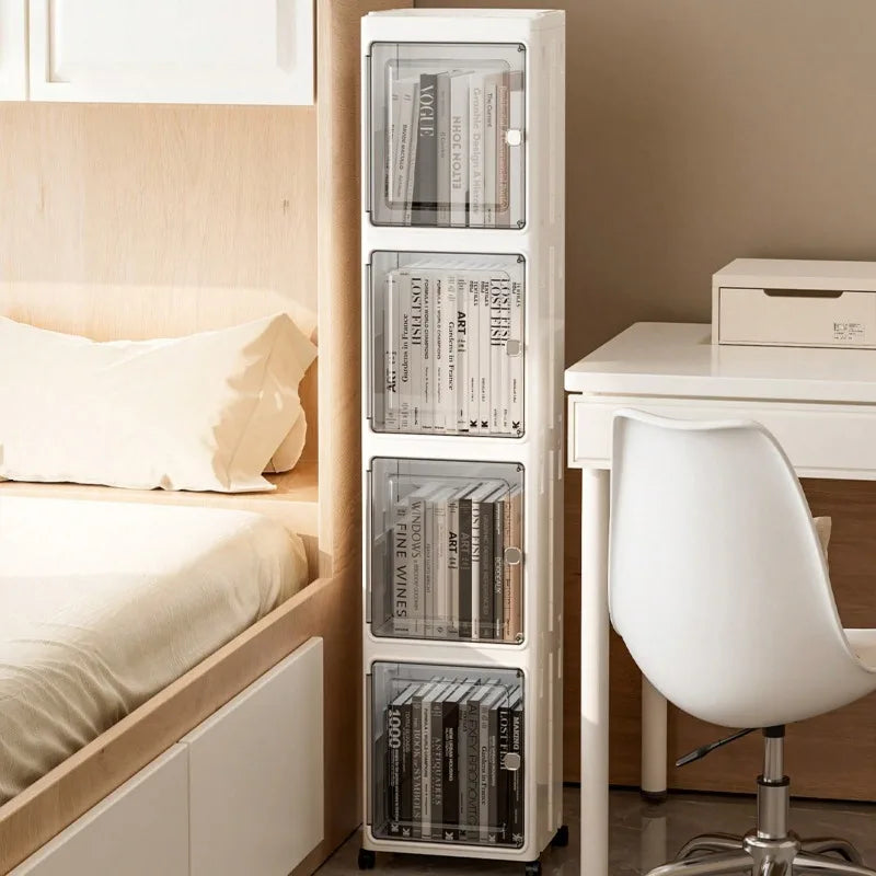 Slim Rolling Storage Cabinet with Clear Doors