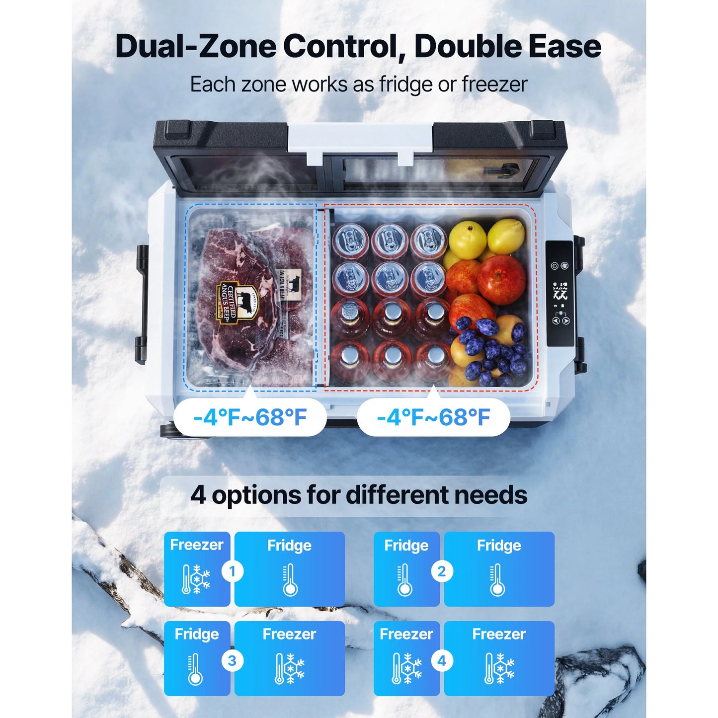 SucceBuy Portable Car Refrigerator with Wheels and App Control