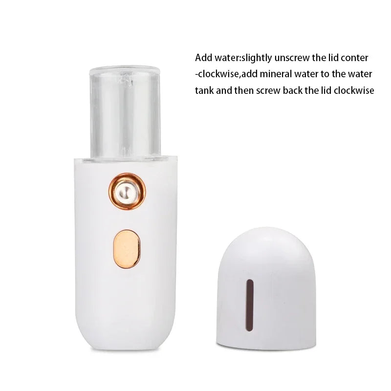 Mini Portable Facial Steamer Nano Mister Hydrating Humidifier Rechargeable