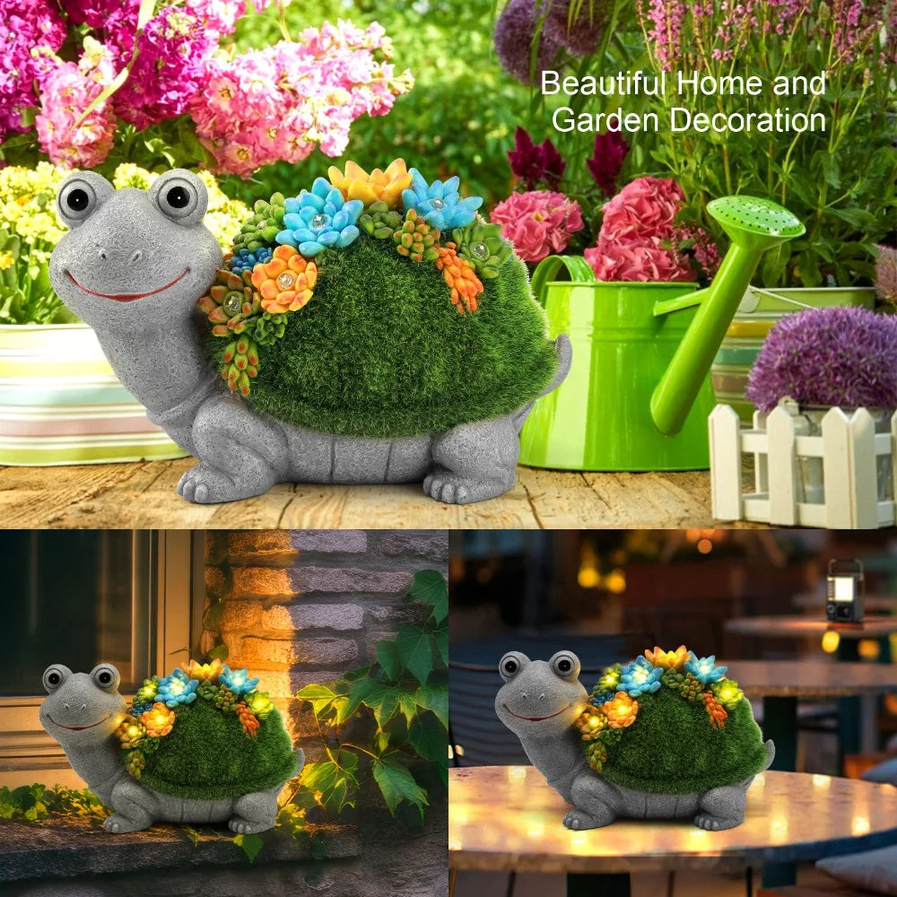 Solar Garden Turtle Elephant Dragon Statue Light Decor For Outdoor