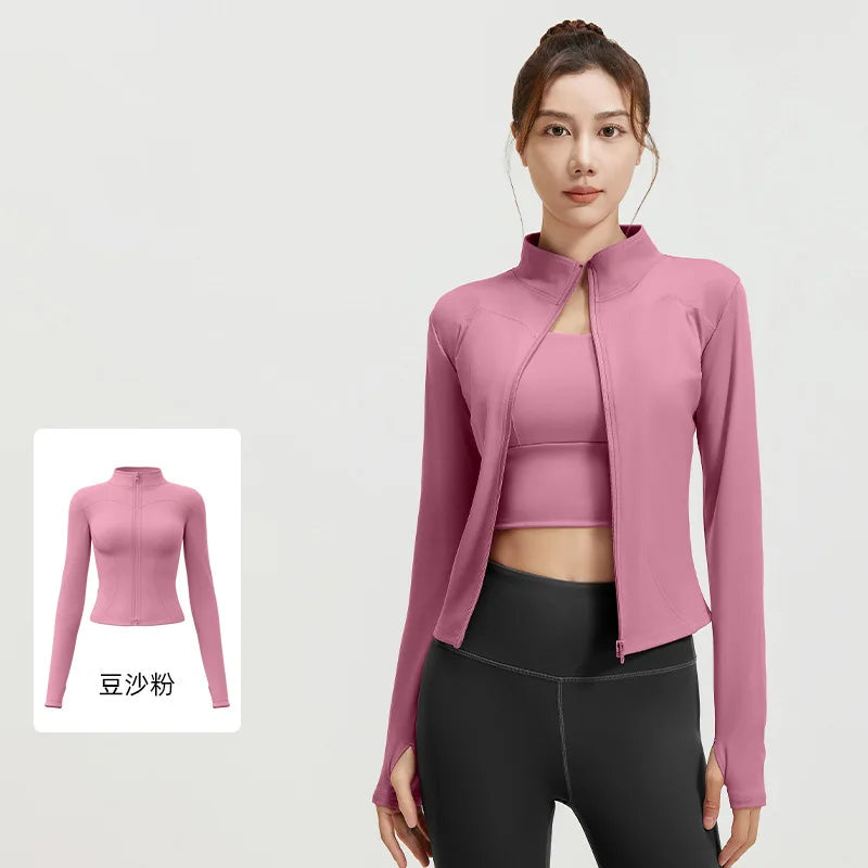 Women's Zipper Long Sleeve Sports Jacket For Fitness And Yoga