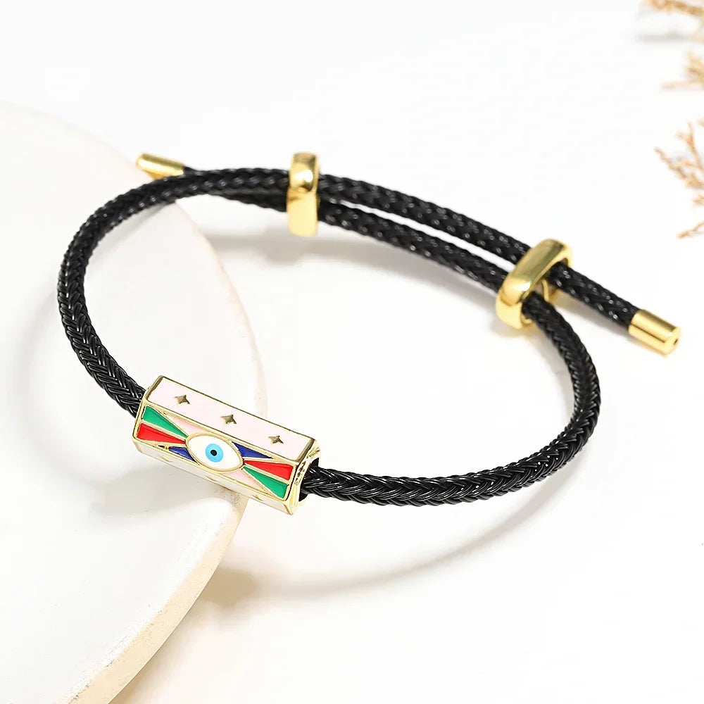 Greatera Trendy Red Thread String Bracelets for Women Men Stainless Steel Braided Rope Adjustable Charm Bracelet Unisex Jewelry