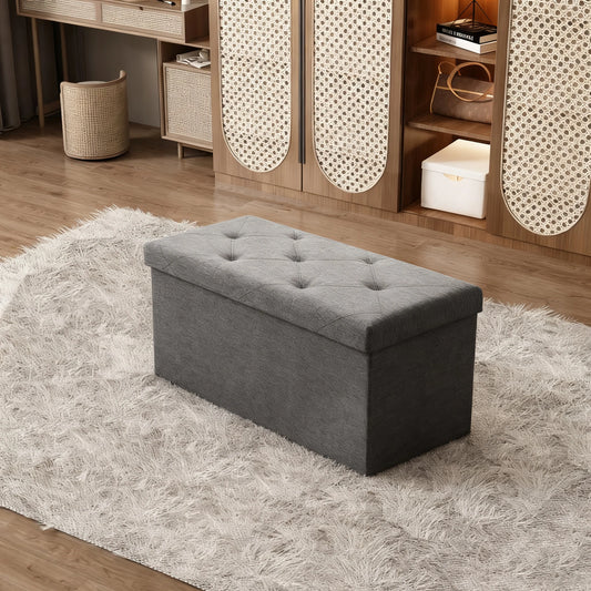 [Multi-Purpose Ottoman Bench] Heavy-Duty Multi-Purpose Folding Storage Ottoman Bench With Seat | Indoor/Outdoor, Space-Saving