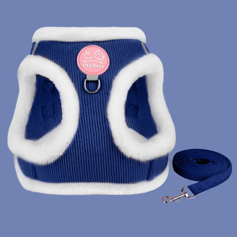 Sphynx Cat Harness Vest With Fur For Walking Leash Set