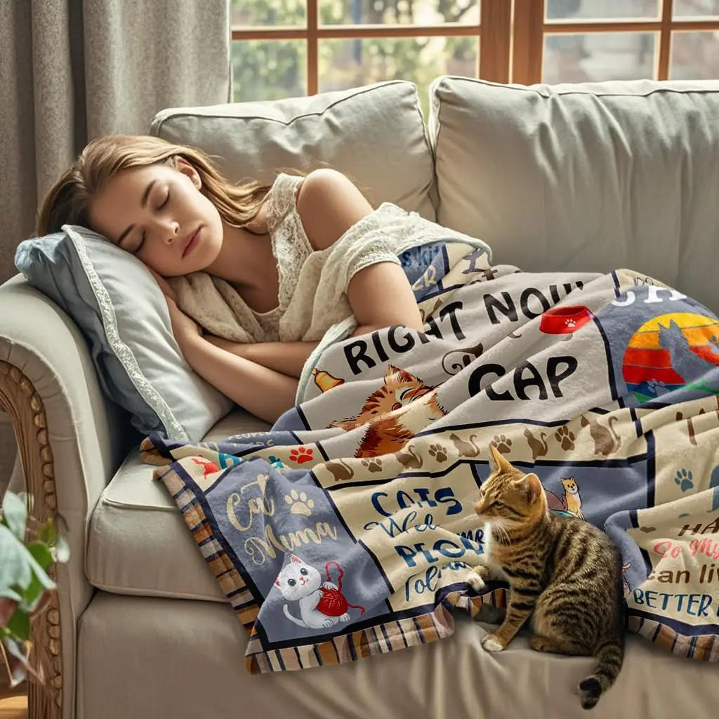 Cat Lover Throw Blanket For Cat Moms And Cat Ladies