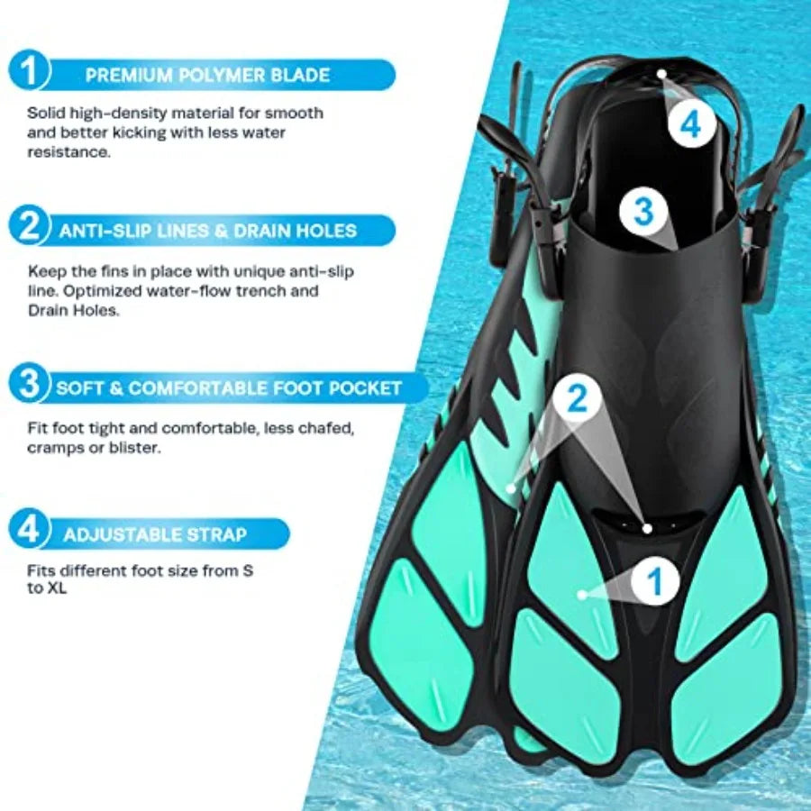 Mask Fins Snorkel Set For Adults With Panoramic Anti Fog
