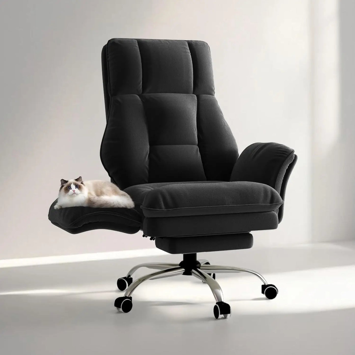 Ergonomic Reclining Office Chair With Flip Armrests And Footrest