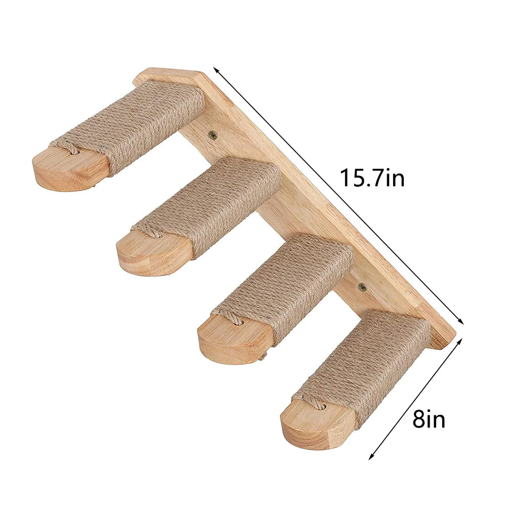 PETRAVEL CN Cat Wall Mounted Four Step Climbing Shelf With Sisal Post