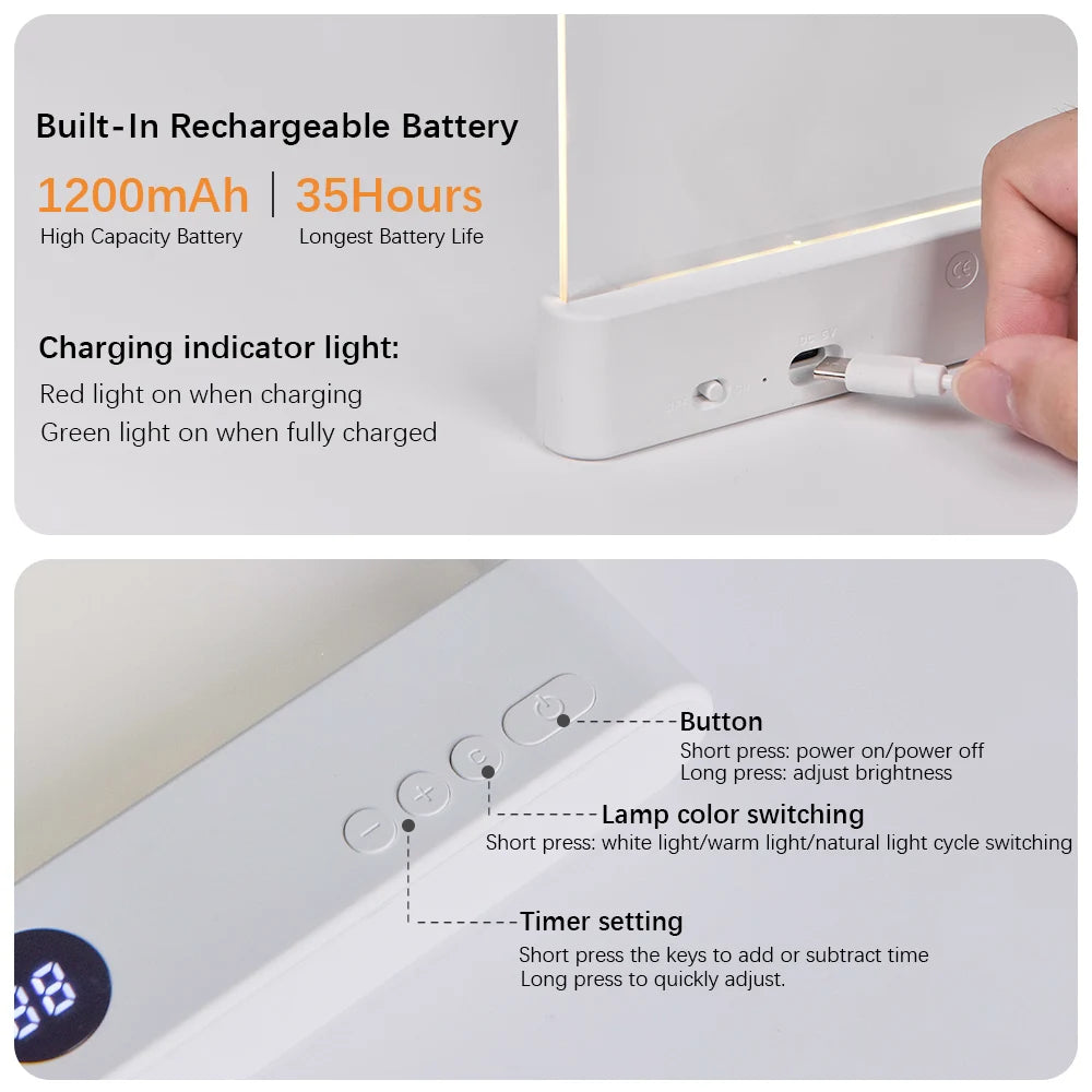 LED Book Light Night Light Two In One USB Rechargeable