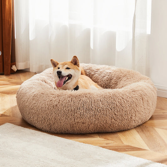 JHK Calming Dog Bed Washable Round Plush Faux Fur