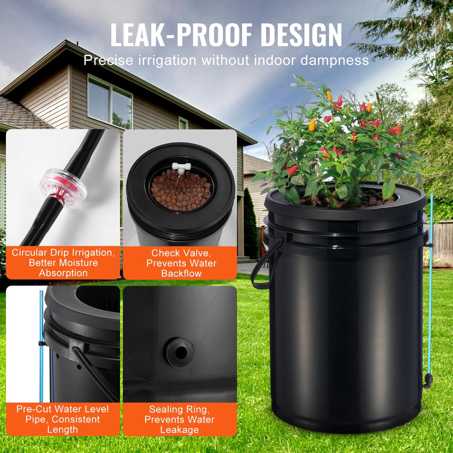 DWC Hydroponics Grow System With Top Drip Kit 4 Buckets