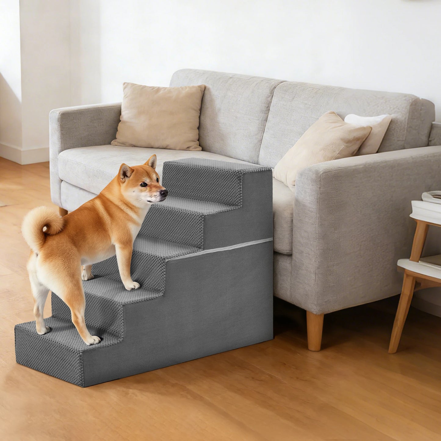 Right Angled Foam Dog Stairs Ramp For Small Dogs Indoors