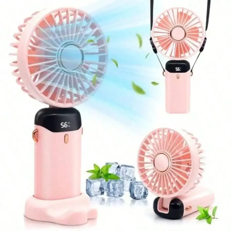 Portable Handheld Fan With 4000mAh Battery USB Powered 5 Speeds