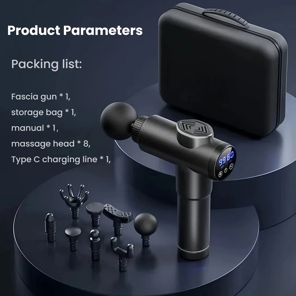 8 In 1 Powerful Percussion Massage Gun With 8 Attachments