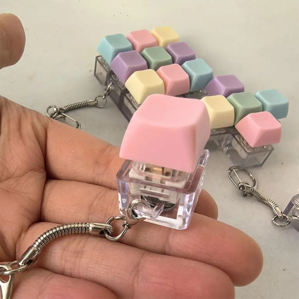 Decompression 9 Keyboard Key Toy Anti Stress Fidget Keychain
