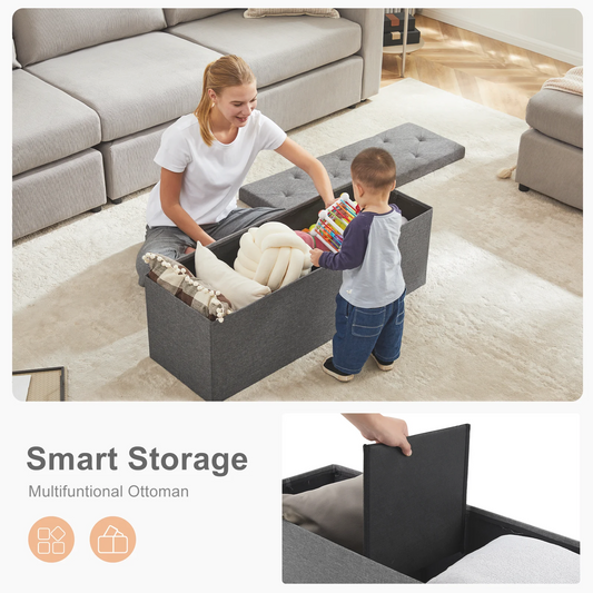 Linen Storage Ottoman Bench with Lift Top