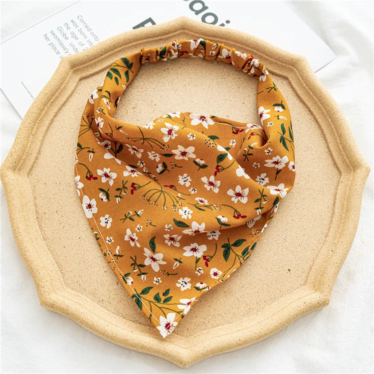 Summer Vintage Print Flower Beach Bandana Hair Scarf Fashion Elastic Rubber Headbands for Women Girl Hair Accessories