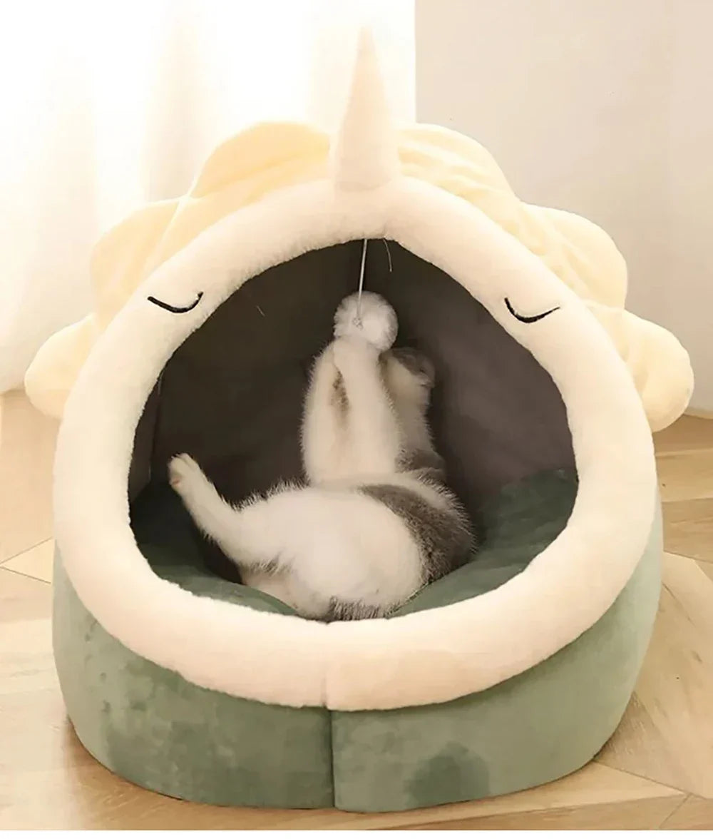 Cozy Cave Cat Bed With Soft Foldable Cushion Machine Washable
