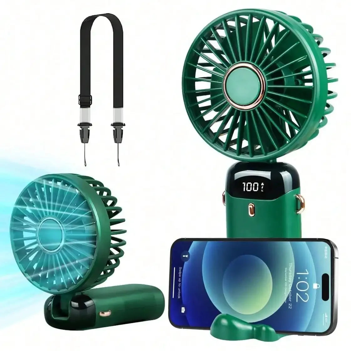 Portable Handheld Fan With 4000mAh Battery USB Powered 5 Speeds